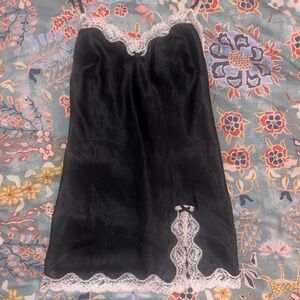 Black Lace Trim Slip Dress